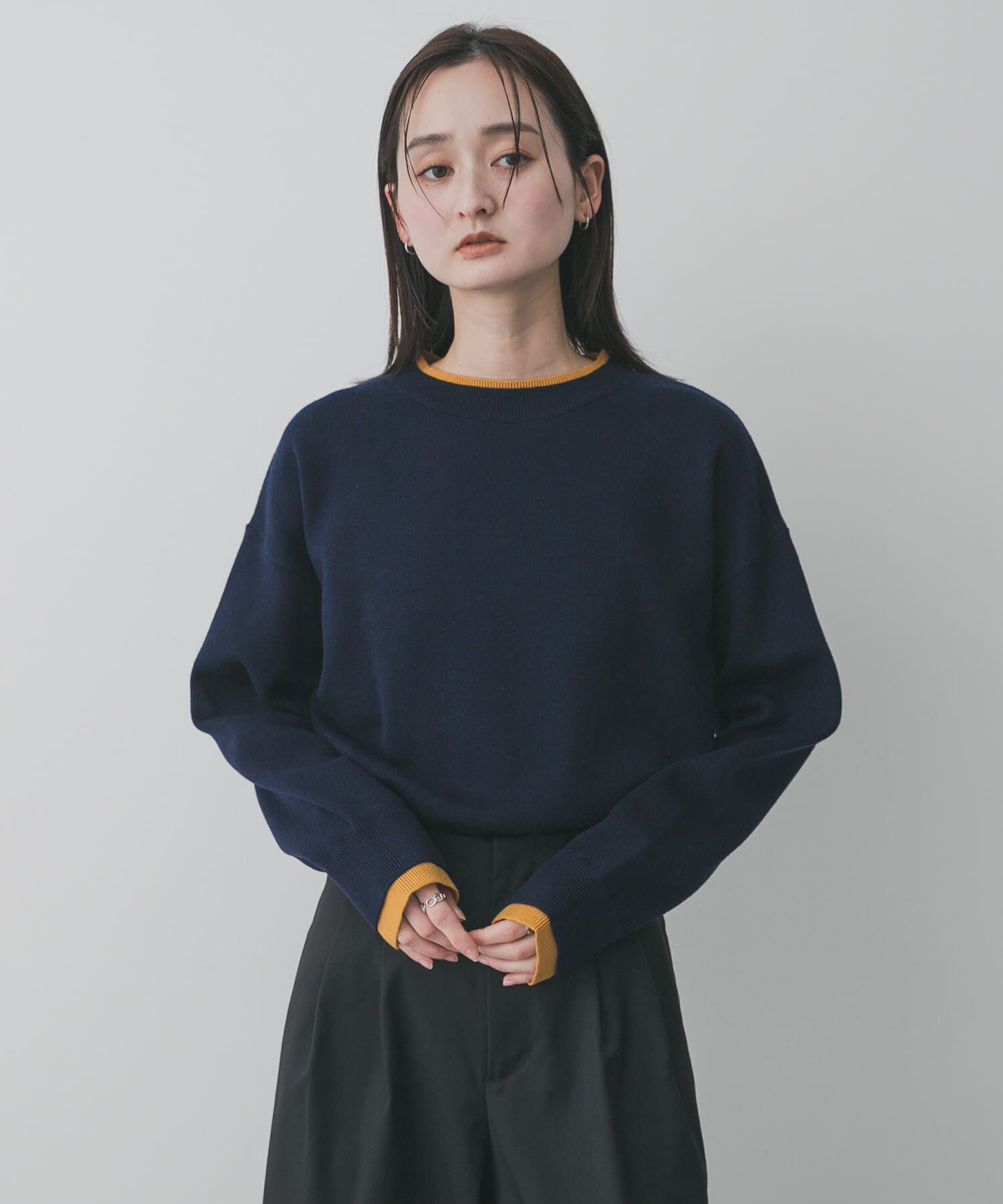 SENSE OF PLACE by URBAN RESEARCH「『洗濯可』バイカラーレイヤードセーター」|ニット・セーター|