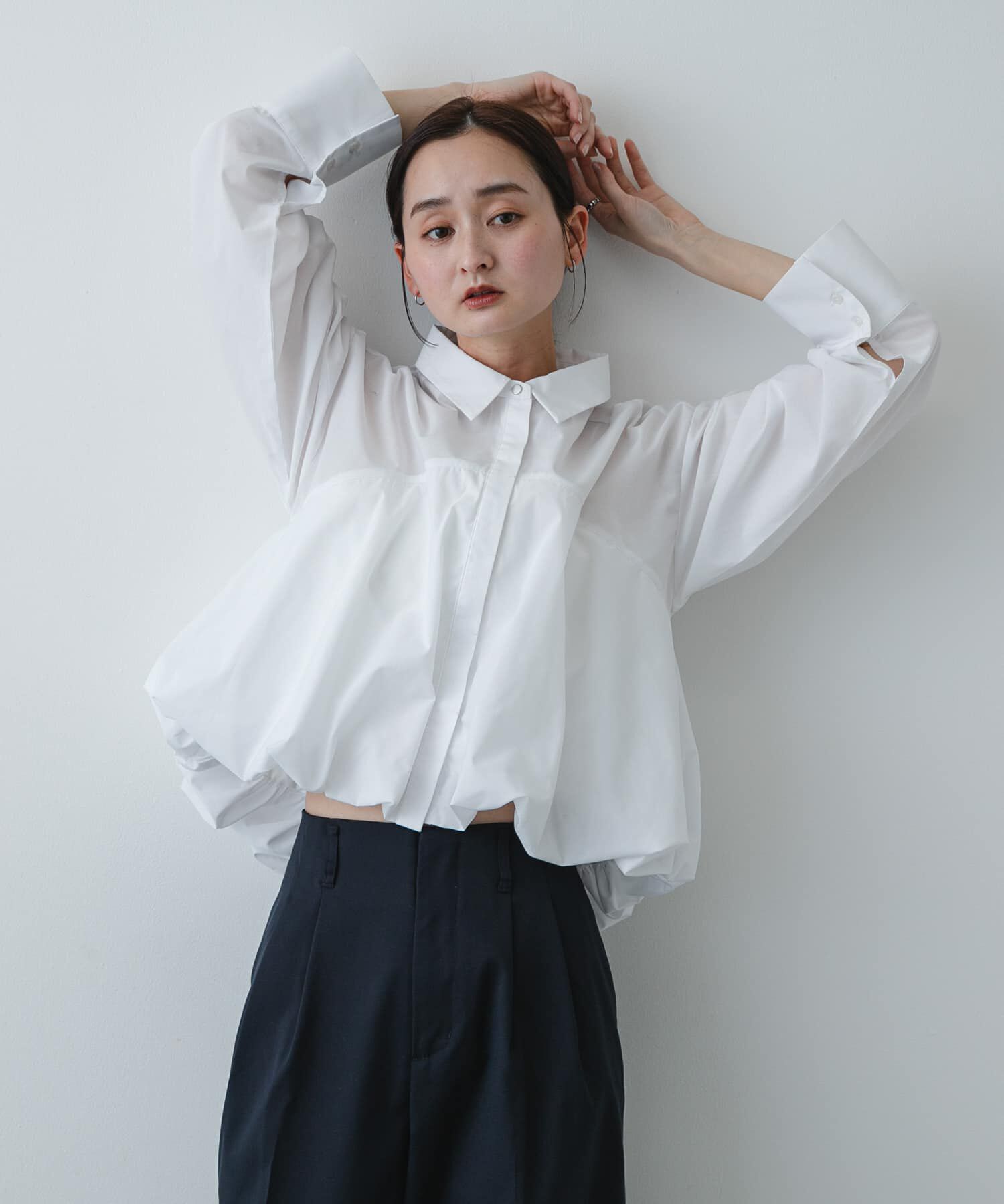 SENSE OF PLACE by URBAN RESEARCH「『イージーケア』シルバーボタンバルーンシャツ」|シャツ・ブラウス|アイボリー