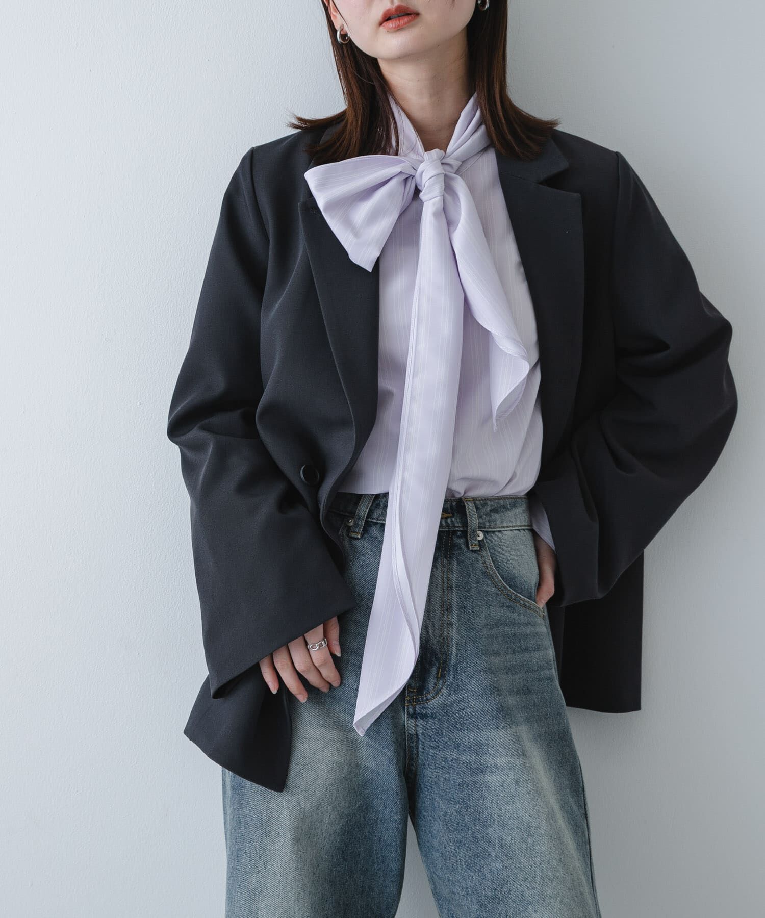 SENSE OF PLACE by URBAN RESEARCH「『イージーケア』ボウタイリボンブラウス」|シャツ・ブラウス|ピンク系その他