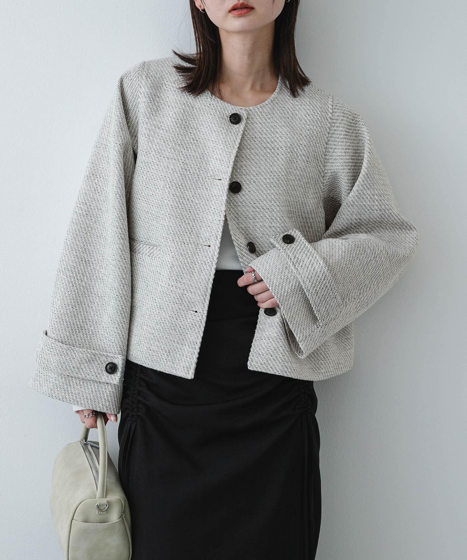 SENSE OF PLACE by URBAN RESEARCH「ツイードノーカラージャケット」|ノーカラージャケット|ホワイト系その他