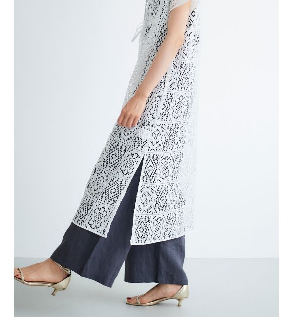 le.coeur blanc「ブロックレースロングジレ」|ベスト・ジレ|