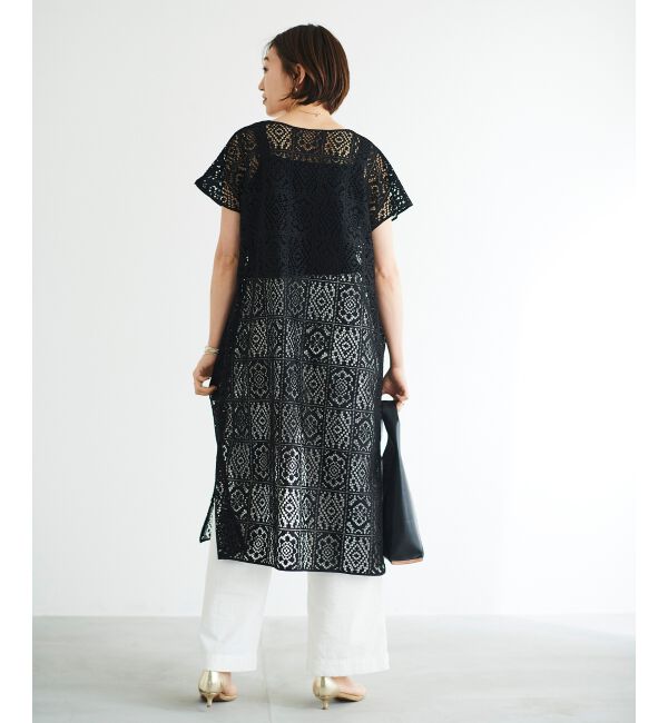 le.coeur blanc「ブロックレースロングジレ」|ベスト・ジレ|