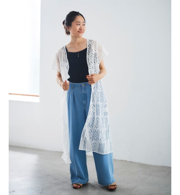 le.coeur blanc「ブロックレースロングジレ」|ベスト・ジレ|