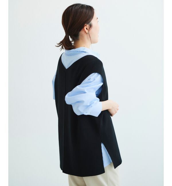 le.coeur blanc「《手洗い可能》ミラノリブVネックベスト」|ベスト・ジレ|