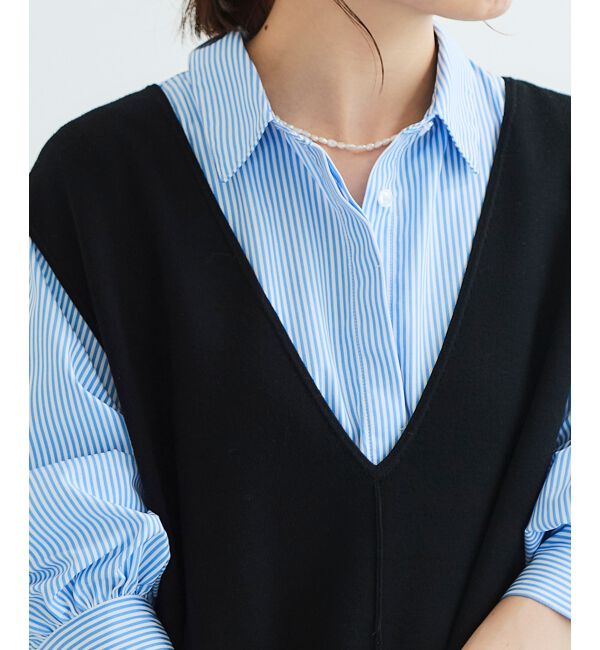 le.coeur blanc「《手洗い可能》ミラノリブVネックベスト」|ベスト・ジレ|