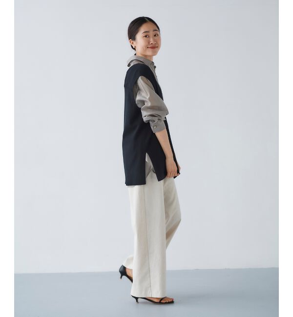 le.coeur blanc「《手洗い可能》ミラノリブVネックベスト」|ベスト・ジレ|