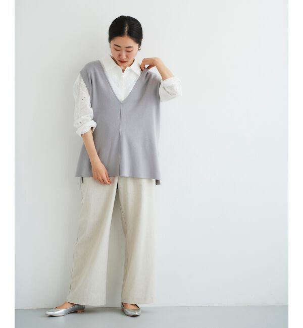 le.coeur blanc「《手洗い可能》ミラノリブVネックベスト」|ベスト・ジレ|