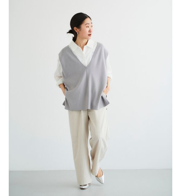 le.coeur blanc「《手洗い可能》ミラノリブVネックベスト」|ベスト・ジレ|