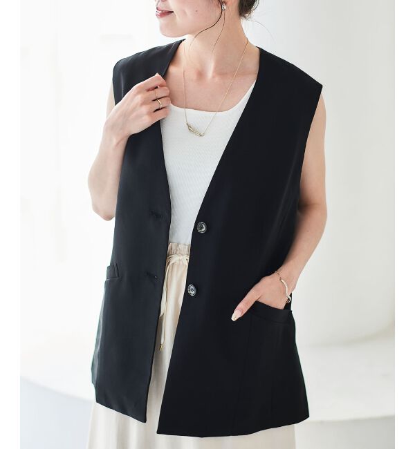 le.coeur blanc「《手洗い可能》Vカラージレジャケット」|ベスト・ジレ|