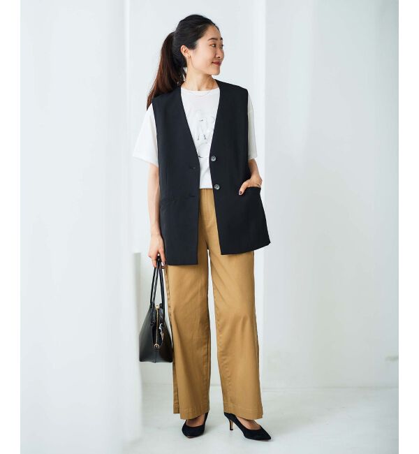 le.coeur blanc「《手洗い可能》Vカラージレジャケット」|ベスト・ジレ|