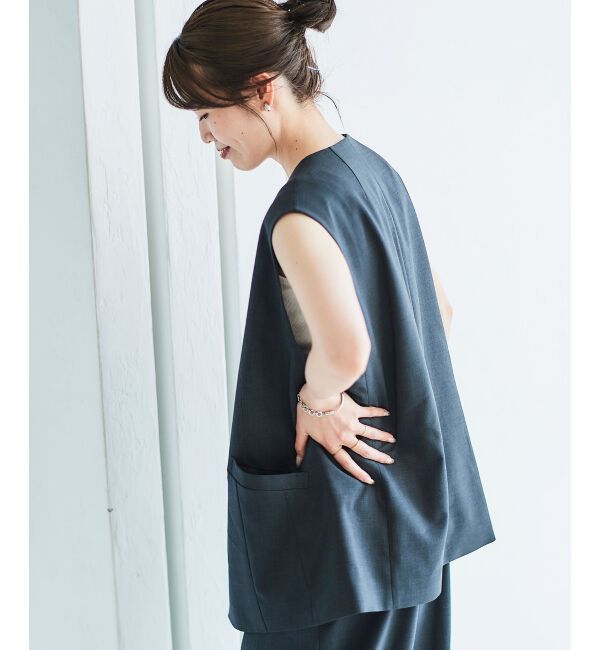 le.coeur blanc「《手洗い可能》Vカラージレジャケット」|ベスト・ジレ|