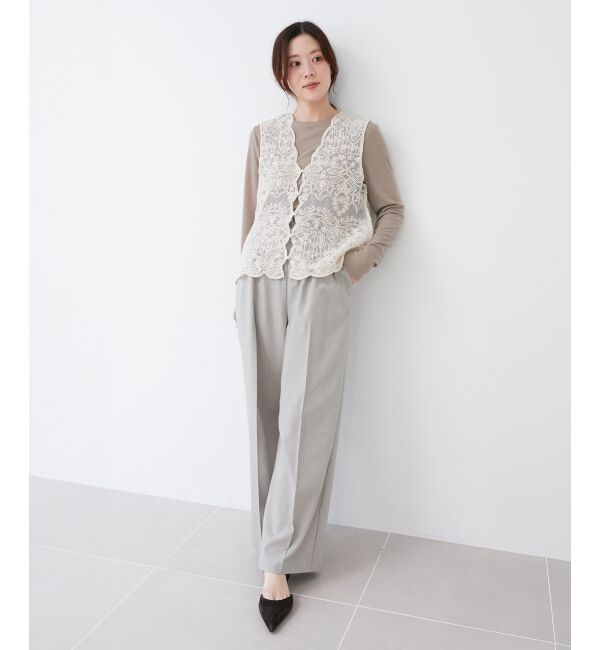 le.coeur blanc「《手洗い可能》TORRAZZO DONNAメッシュレースベスト」|ベスト・ジレ|