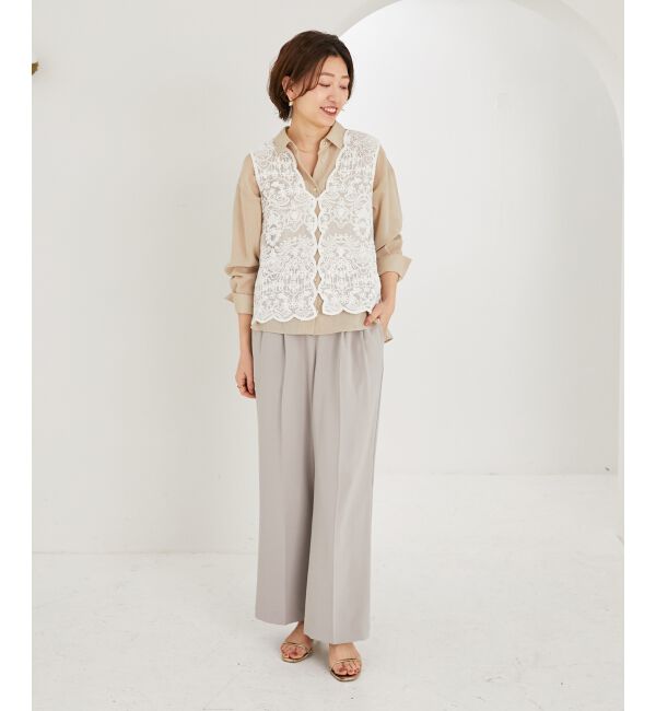 le.coeur blanc「《手洗い可能》TORRAZZO DONNAメッシュレースベスト」|ベスト・ジレ|