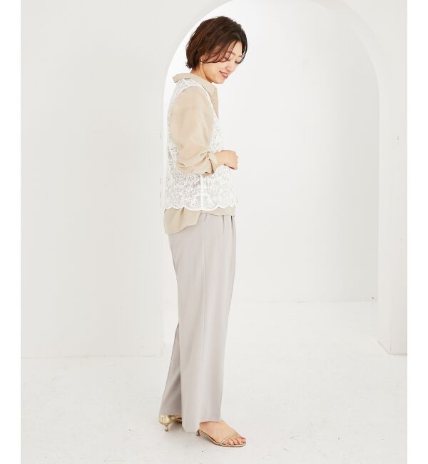 le.coeur blanc「《手洗い可能》TORRAZZO DONNAメッシュレースベスト」|ベスト・ジレ|