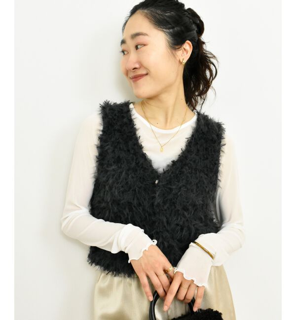  「TORRAZZO DONNAチュール&times;シャギーニットベスト」|ベスト・ジレ|