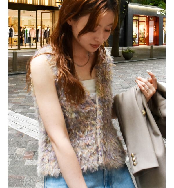  「TORRAZZO DONNAチュール&times;シャギーニットベスト」|ベスト・ジレ|