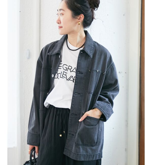  「デニムカバーオールジャケット」|その他|ブラック