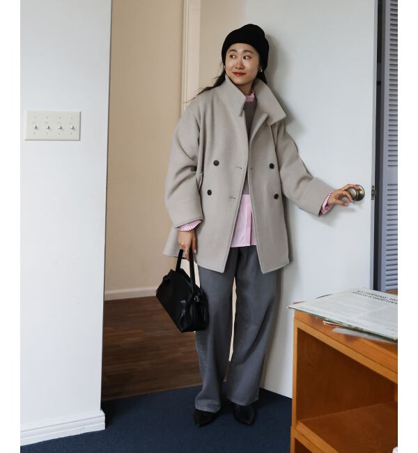  「スタンドネックテントラインウールコート」|その他|