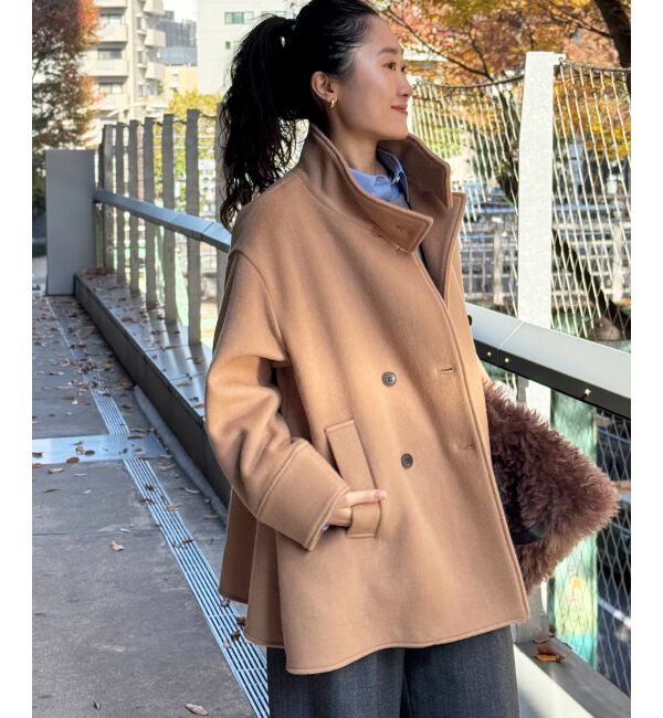  「スタンドネックテントラインウールコート」|その他|