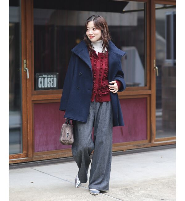  「スタンドネックテントラインウールコート」|その他|