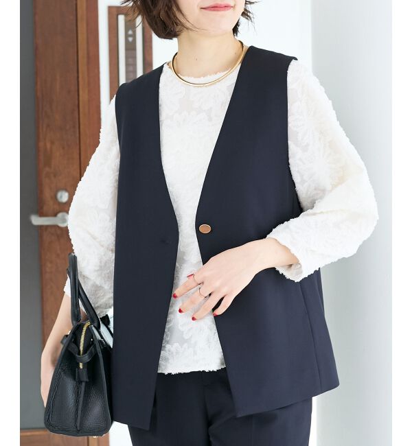  「ツインクロスバックフリルジレ」|その他|ネイビー