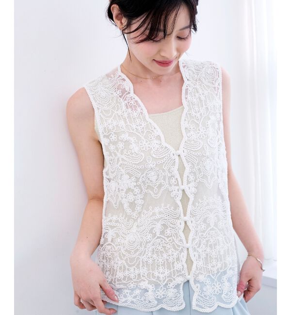  「TORRAZZO DONNAエンブロイダリーレースベスト」|ベスト・ジレ|