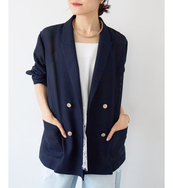 「≪手洗い可能≫メッシュダブルブレストジャケット」|その他|