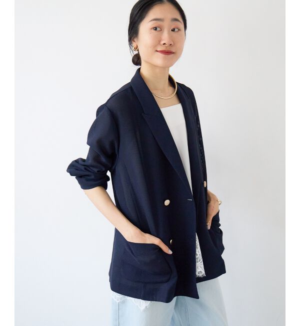  「≪手洗い可能≫メッシュダブルブレストジャケット」|その他|