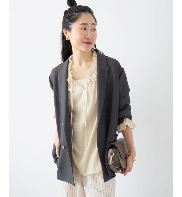  「≪手洗い可能≫メッシュダブルブレストジャケット」|その他|