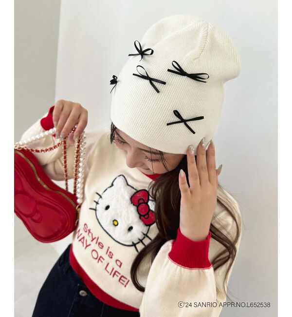 MAJESTICLEGON「ハローキティ プチリボンニットCAP」|キャップ・キャスケット|