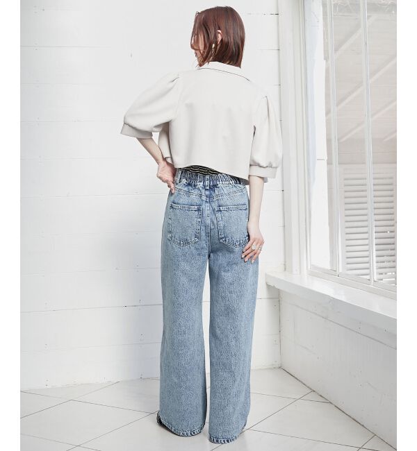 MAJESTICLEGON「リボンビジューデニムパンツ」|デニム|