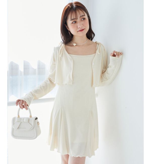  「カーデセット肩リボンキャミワンピ」|ワンピース|