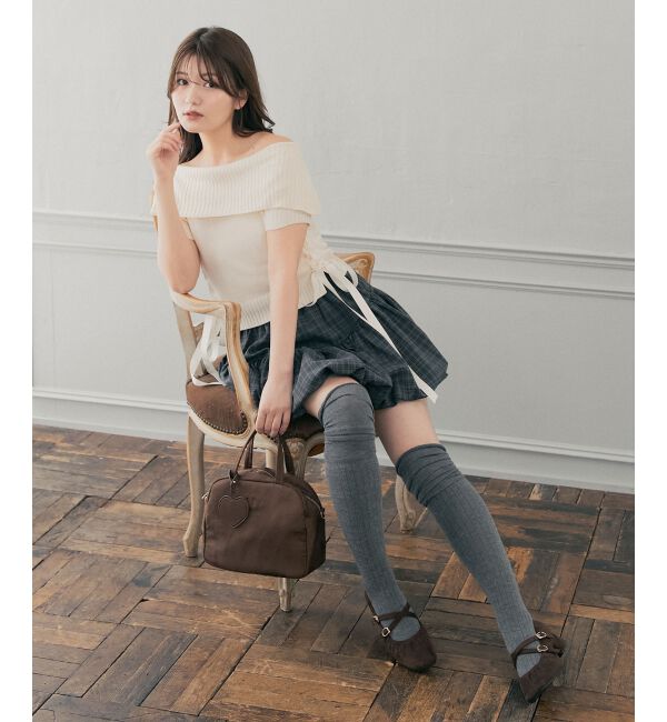  「ハートチャームセットスクエアボストン」|ボストンバッグ|