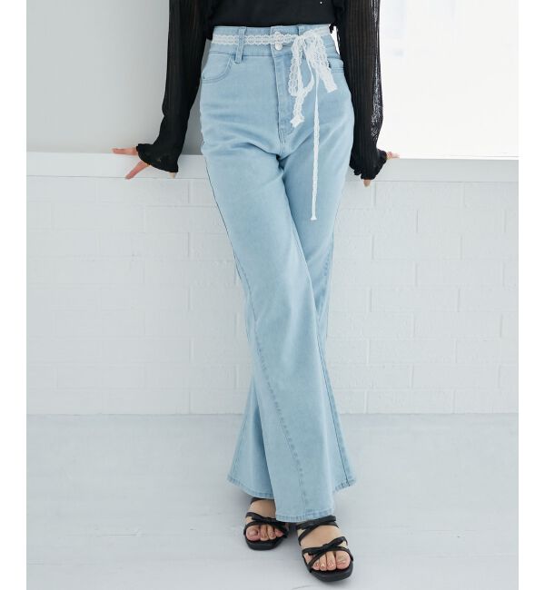  「ヒップハートフレアパンツ」|デニム|