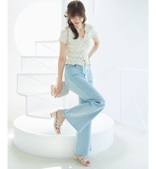  「ドットパターンリブカーディガン」|カーディガン|