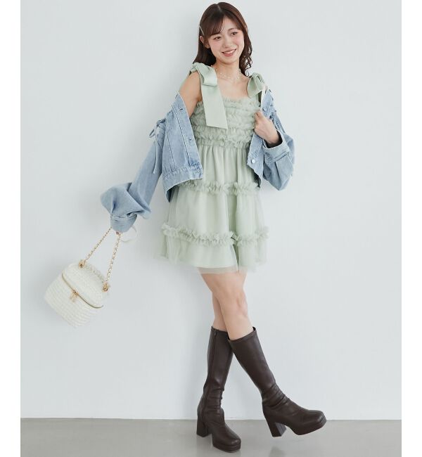  「フリルチュールミニワンピース」|ワンピース|