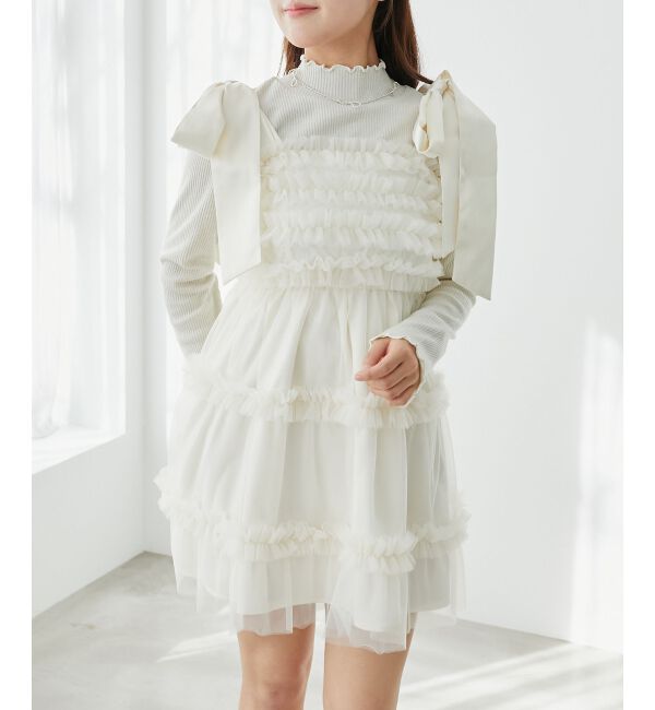  「フリルチュールミニワンピース」|ワンピース|