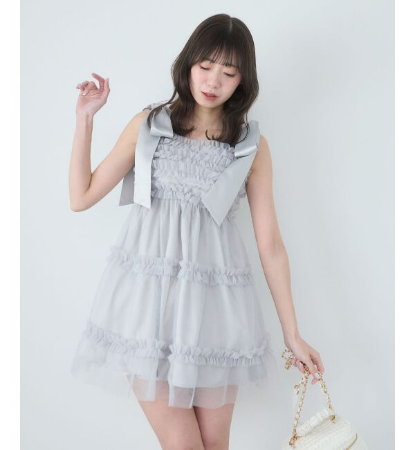  「フリルチュールミニワンピース」|ワンピース|