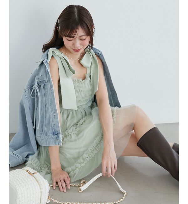  「フリルチュールミニワンピース」|ワンピース|