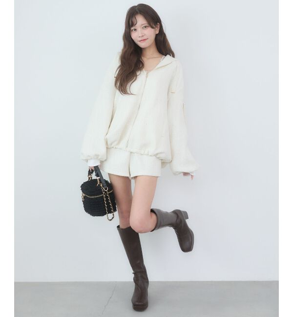  「キラキラツイードミディブルゾン」|ブルゾン・スタジャン|