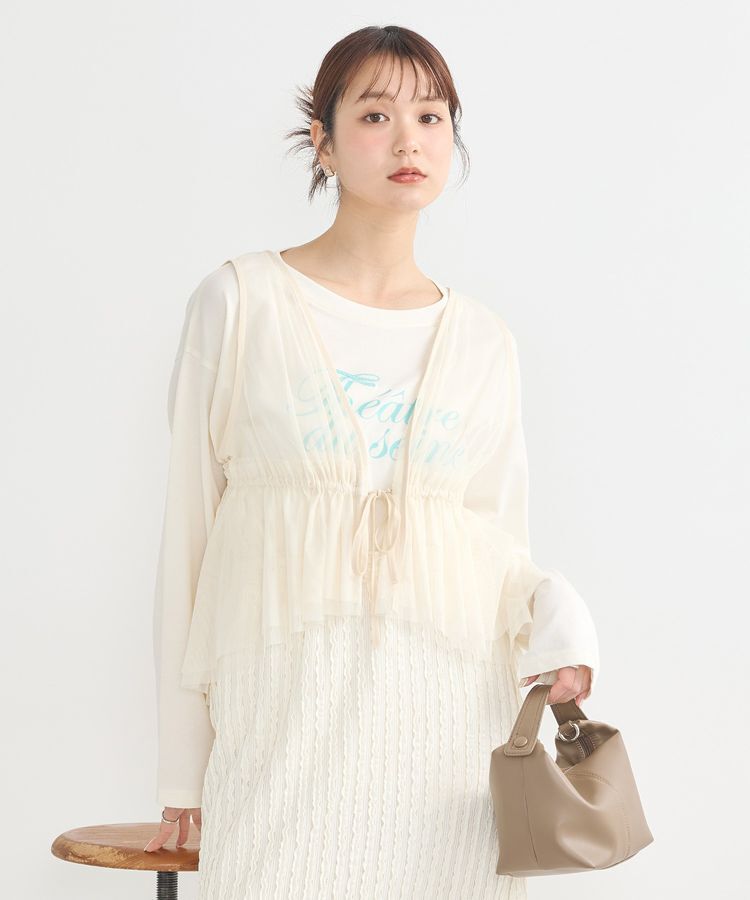 earth music&ecology「チュールドロストギャザーベスト」|ベスト・ジレ|