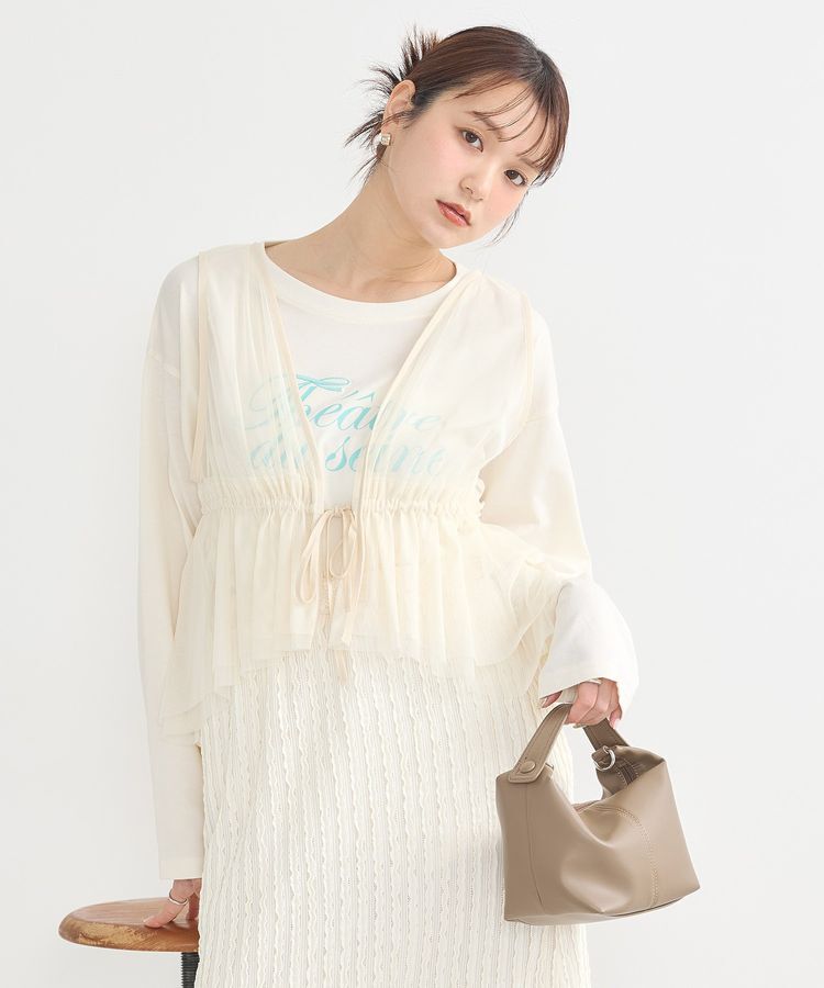 earth music&ecology「チュールドロストギャザーベスト」|ベスト・ジレ|