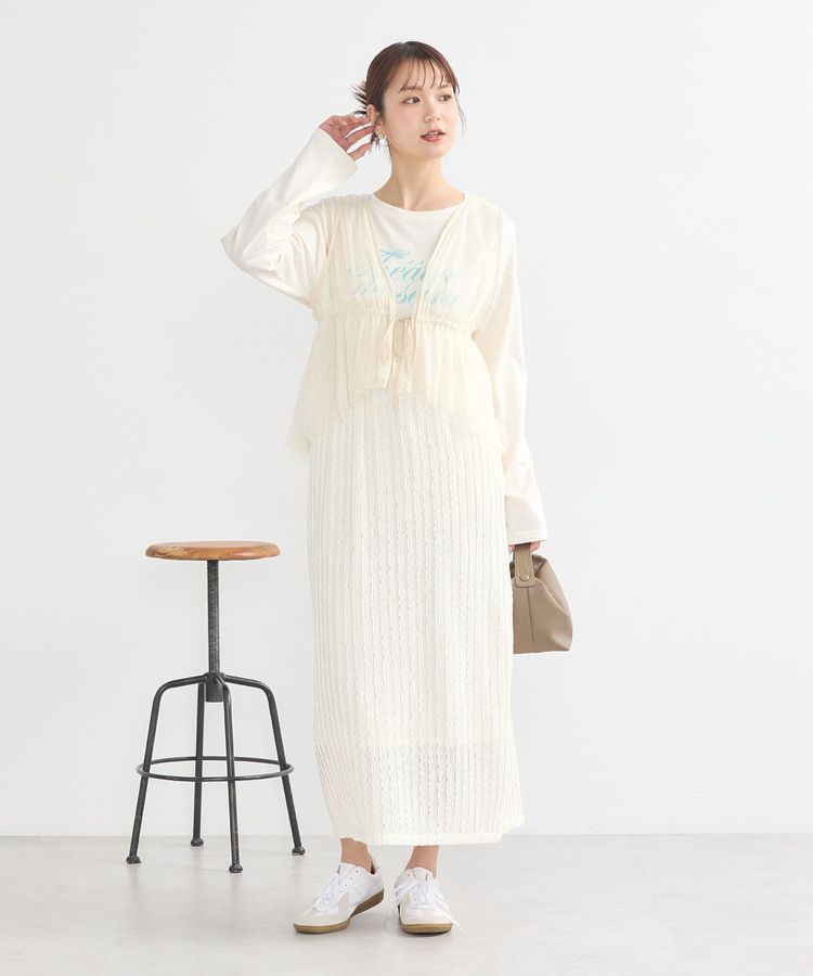 earth music&ecology「チュールドロストギャザーベスト」|ベスト・ジレ|