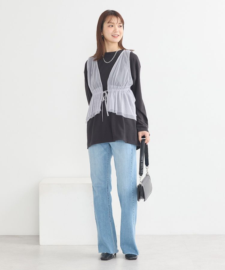 earth music&ecology「チュールドロストギャザーベスト」|ベスト・ジレ|