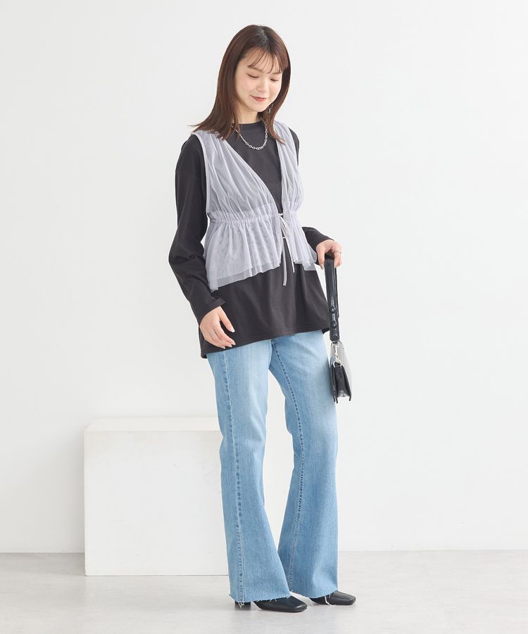 earth music&ecology「チュールドロストギャザーベスト」|ベスト・ジレ|