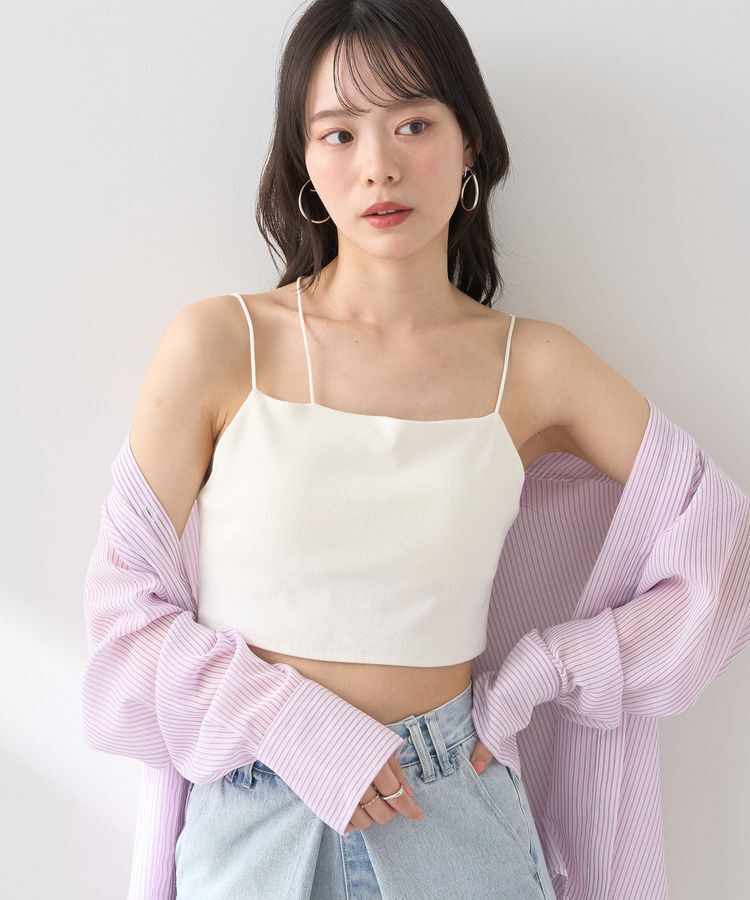 earth music&ecology「アシメショルダーショートキャミソール」|インナー|Off White