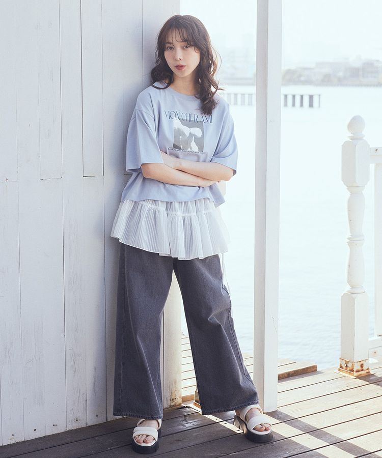 earth music&ecology「ワンポイントロゴ刺繍デニムパンツ」|デニム|