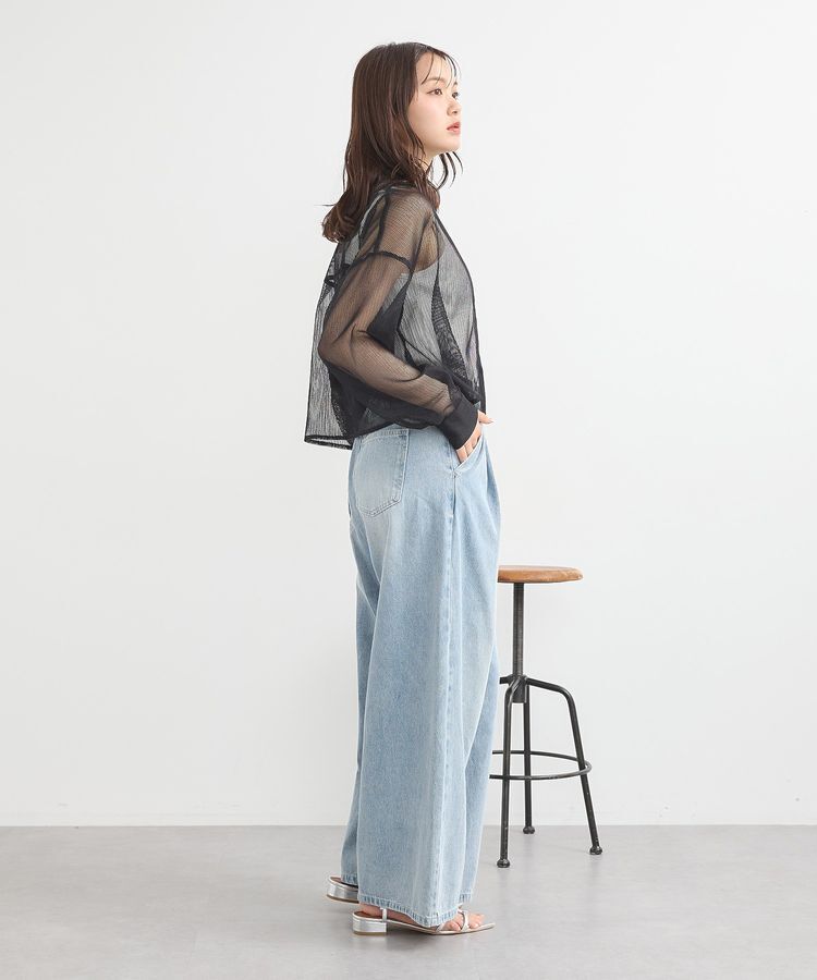 earth music&ecology「ワンポイントロゴ刺繍デニムパンツ」|デニム|