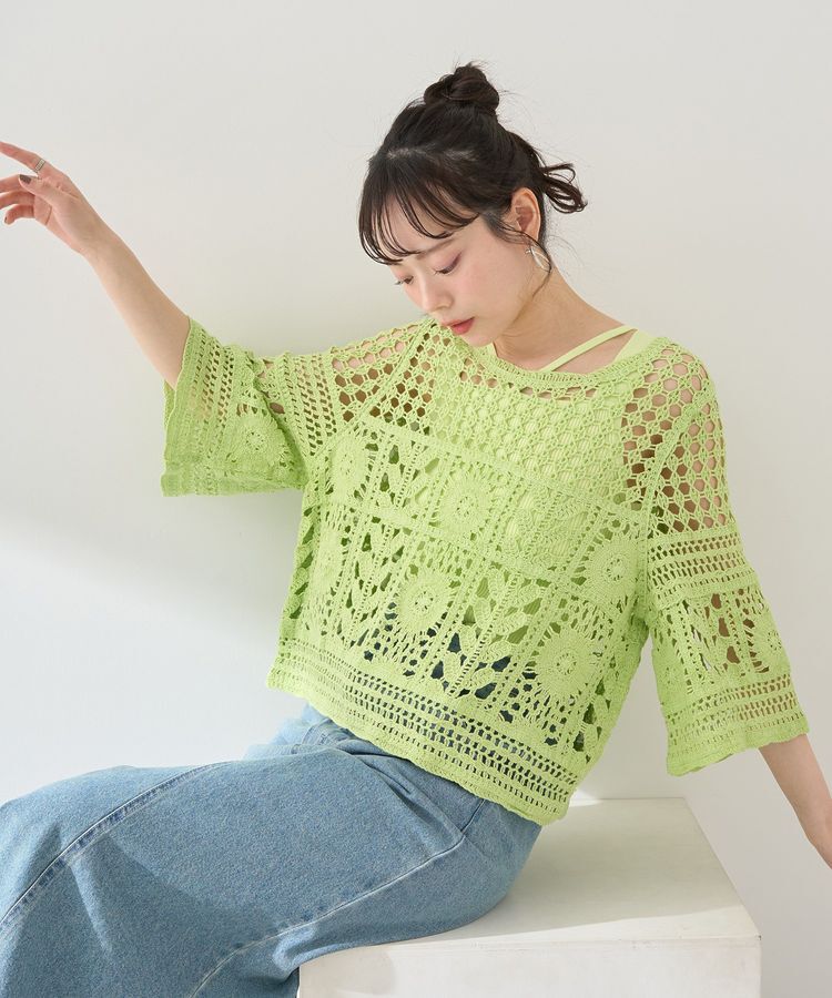 earth music&ecology「クロシェ風プルオーバー」|Tシャツ・カットソー|