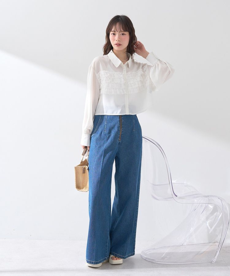 earth music&ecology「フロントZIPバックレースアップデニム」|デニム|